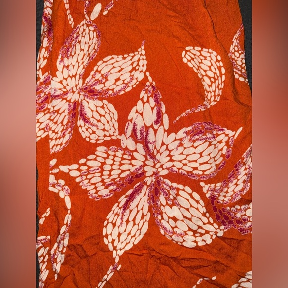 NWT Maurices Orange Floral Wide Leg Flowy Pants Sz Large Vacation Wear - Picture 7 of 8